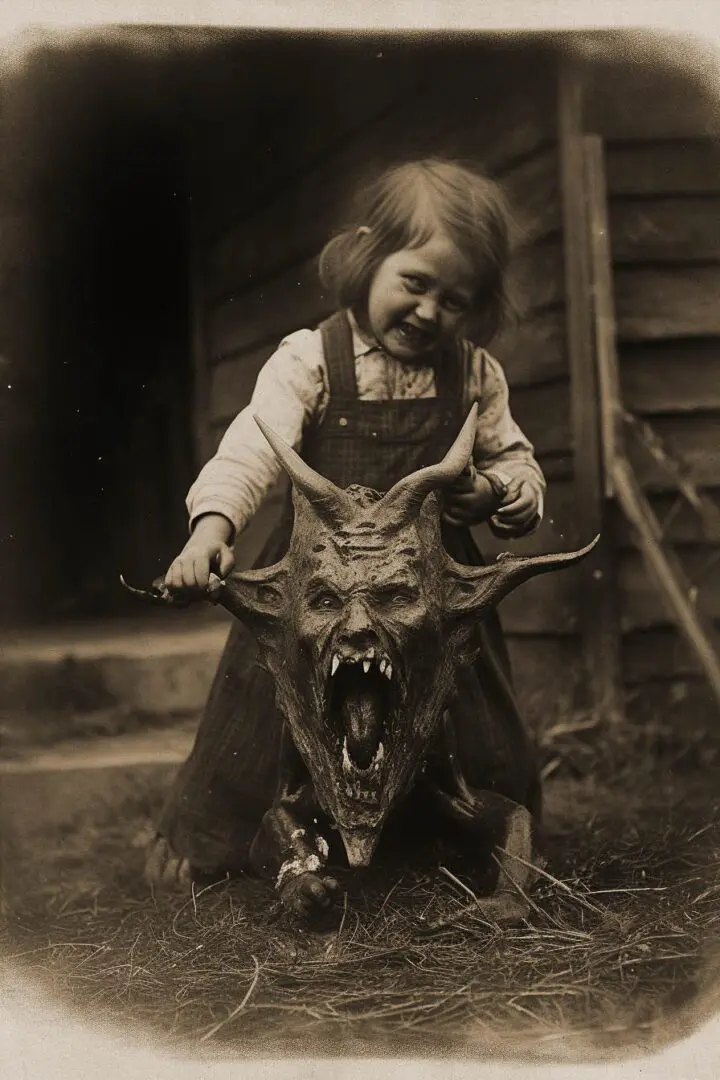 child holding a demon cursed photograph