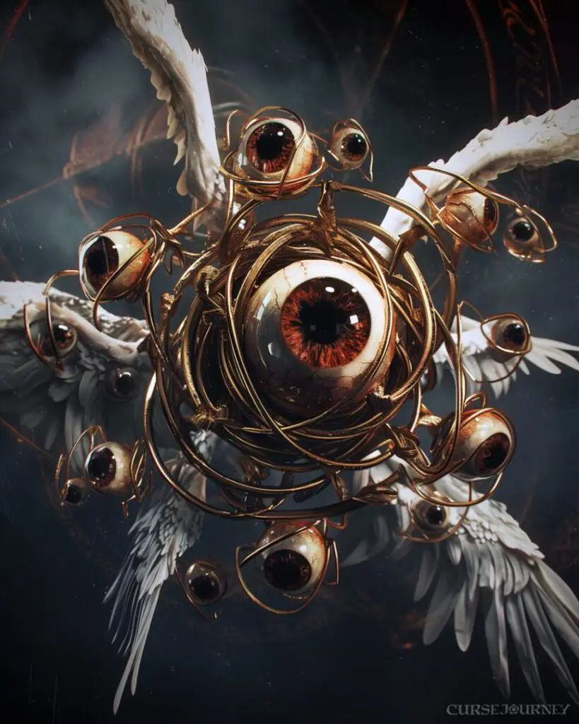 scary ophanim eyeball angel